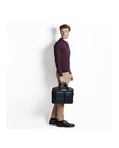 PIQUADRO CARTELLA UOMO BRIEFCASE BLACK SQUARE PORTA PC 15" E IPAD IN PELLE NERO CA2842B3 CO