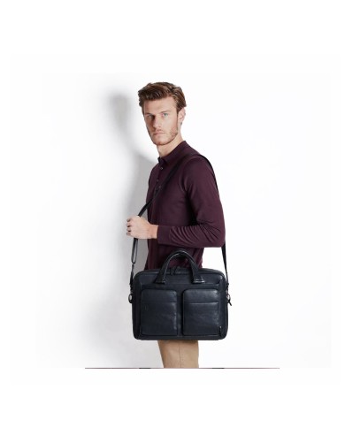 PIQUADRO CARTELLA UOMO BRIEFCASE BLACK SQUARE PORTA PC 15" E IPAD IN PELLE NERO CA2842B3 CO