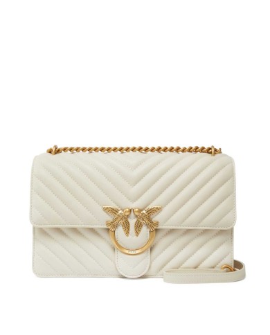 PINKO BORSA CROSSBODY A TRACOLLA LOVE BAG IN NAPPA MATELASSE' CHEVRON BIANCO 100941 125