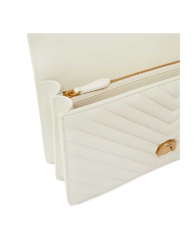 PINKO BORSA CROSSBODY A TRACOLLA LOVE BAG IN NAPPA MATELASSE' CHEVRON BIANCO 100941 125