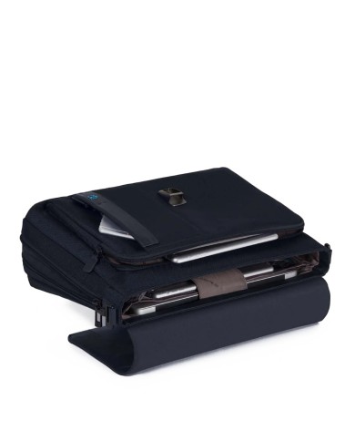 PIQUADRO CARTELLA UOMO BRIEFCASE PULSE PORTA PC 15" IN NYLON E PELLE CHEVRON BLUE CA3111P16 CO