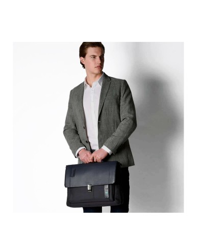 PIQUADRO CARTELLA UOMO BRIEFCASE PULSE PORTA PC 15" IN NYLON E PELLE CHEVRON BLUE CA3111P16 CO