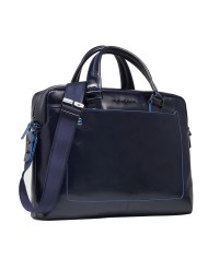 PIQUADRO CARTELLA UOMO BRIEFCASE BLUE SQUARE PORTA PC 14" PELLE BLUE CA3335B2 CO