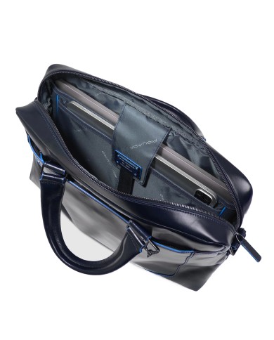 PIQUADRO CARTELLA UOMO BRIEFCASE BLUE SQUARE PORTA PC 14" PELLE BLUE CA3335B2 CO