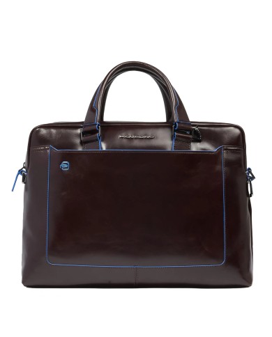PIQUADRO CARTELLA UOMO BRIEFCASE BLUE SQUARE PORTA PC 14" PELLE MOGANO CA3335B2 CO
