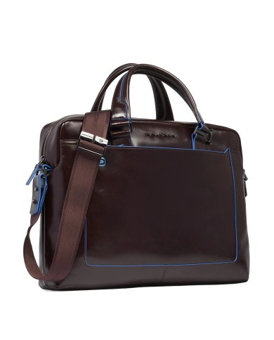 PIQUADRO CARTELLA UOMO BRIEFCASE BLUE SQUARE PORTA PC 14" PELLE MOGANO CA3335B2 CO