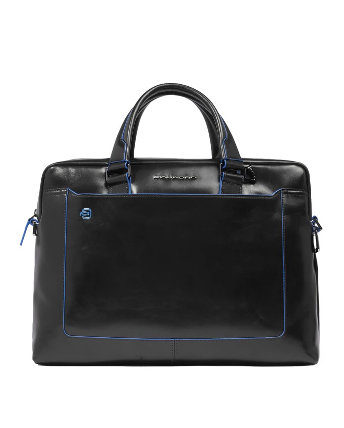 PIQUADRO CARTELLA UOMO BRIEFCASE BLUE SQUARE PORTA PC 14" PELLE NERO CA3335B2 CO