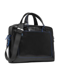 PIQUADRO CARTELLA UOMO BRIEFCASE BLUE SQUARE PORTA PC 14" PELLE NERO CA3335B2 CO