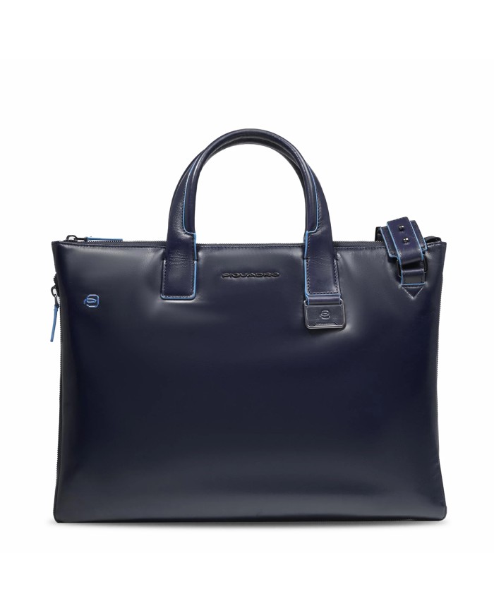 PIQUADRO CARTELLA UOMO BRIEFCASE BLUE SQUARE PORTA PC 15,6" PELLE BLUE CA4021B2 CO