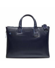 PIQUADRO CARTELLA UOMO BRIEFCASE BLUE SQUARE PORTA PC 15,6" PELLE BLUE CA4021B2 CO