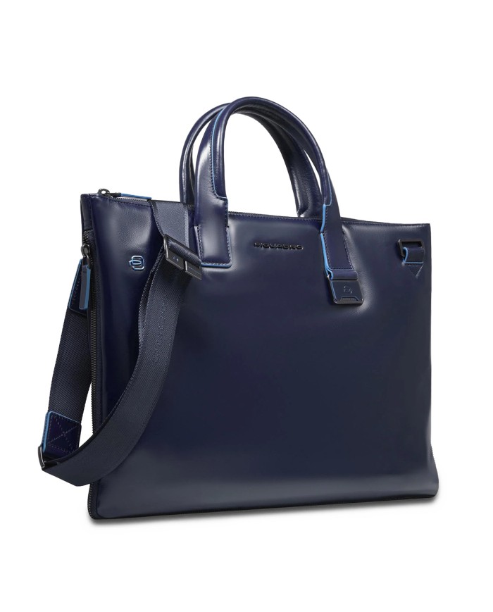 PIQUADRO CARTELLA UOMO BRIEFCASE BLUE SQUARE PORTA PC 15,6" PELLE BLUE CA4021B2 CO