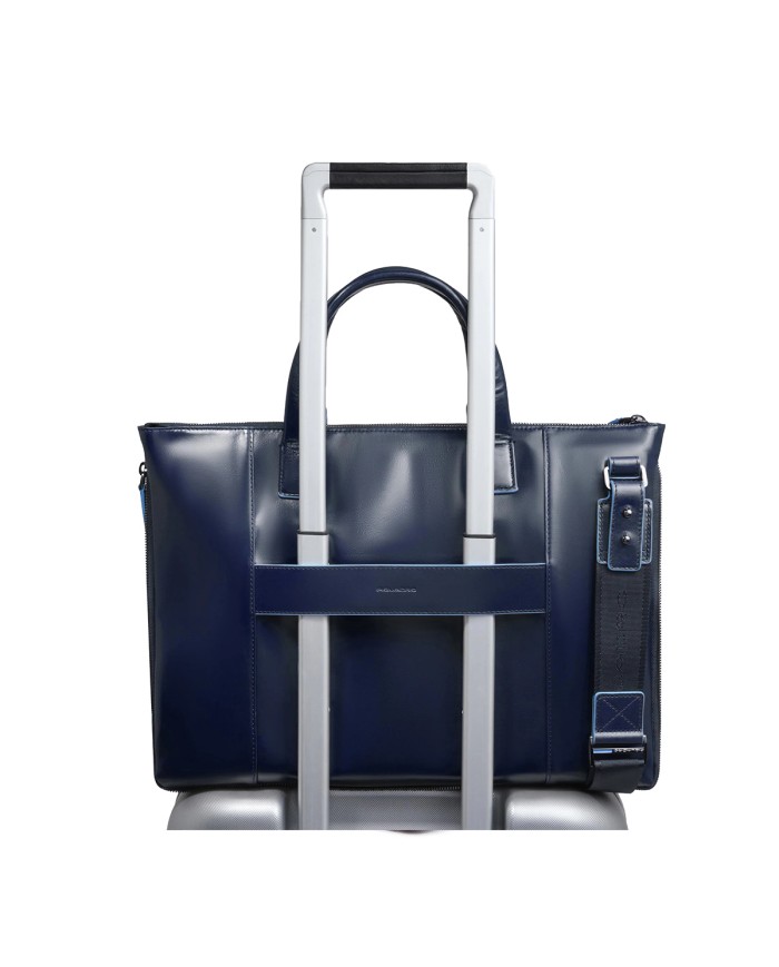 PIQUADRO CARTELLA UOMO BRIEFCASE BLUE SQUARE PORTA PC 15,6" PELLE BLUE CA4021B2 CO