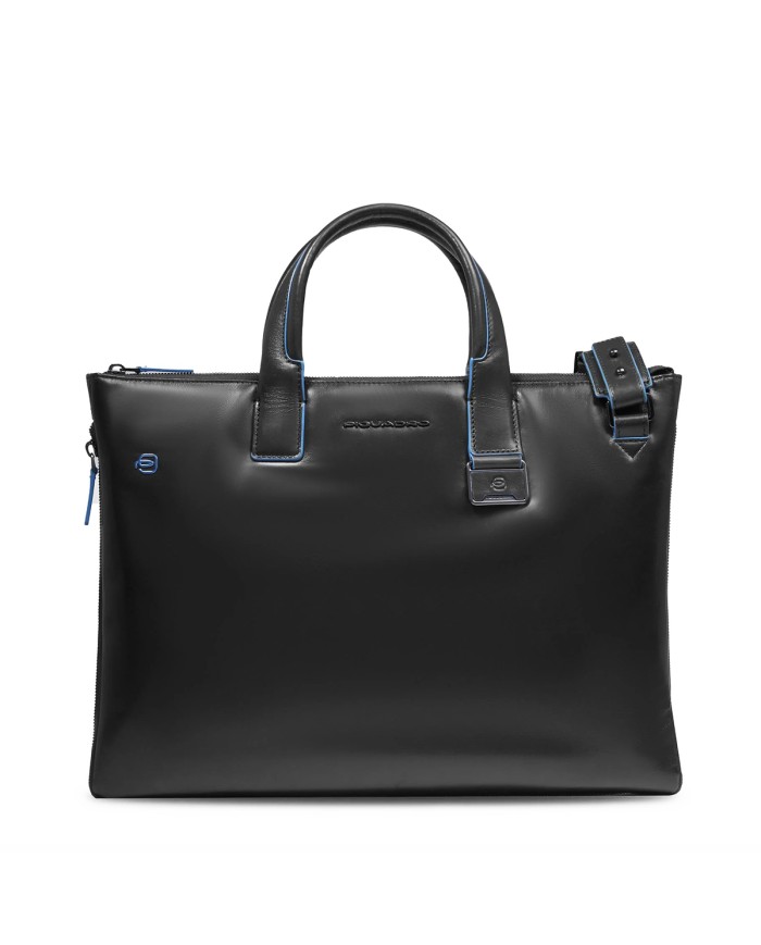 PIQUADRO CARTELLA UOMO BRIEFCASE BLUE SQUARE PORTA PC 15,6" PELLE NERO CA4021B2 CO