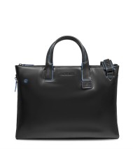 PIQUADRO CARTELLA UOMO BRIEFCASE BLUE SQUARE PORTA PC 15,6" PELLE NERO CA4021B2 CO