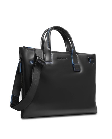 PIQUADRO CARTELLA UOMO BRIEFCASE BLUE SQUARE PORTA PC 15,6" PELLE NERO CA4021B2 CO