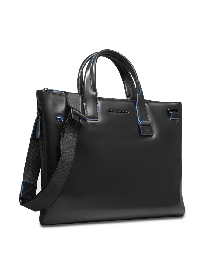 PIQUADRO CARTELLA UOMO BRIEFCASE BLUE SQUARE PORTA PC 15,6" PELLE NERO CA4021B2 CO