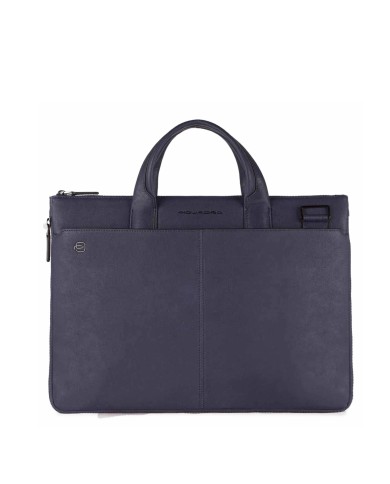 PIQUADRO CARTELLA UOMO BRIEFCASE SLIM BLACK SQUARE PORTA PC 15" PELLE BLU CA4021B3 CO