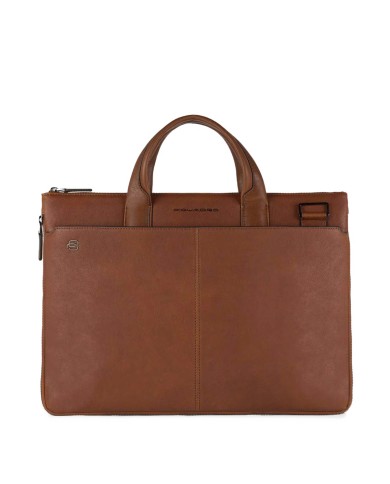 PIQUADRO CARTELLA UOMO BRIEFCASE SLIM BLACK SQUARE PORTA PC 15" PELLE CUOIO CA4021B3 CO