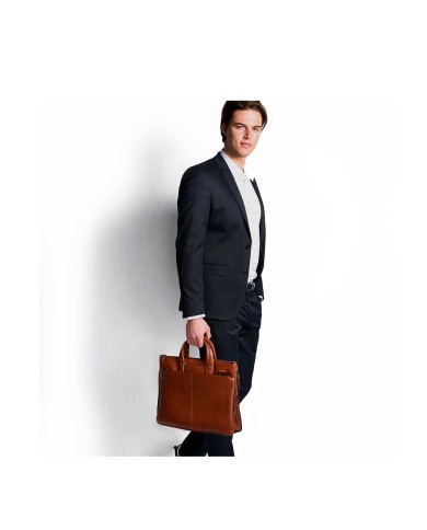PIQUADRO CARTELLA UOMO BRIEFCASE SLIM BLACK SQUARE PORTA PC 15" PELLE CUOIO CA4021B3 CO