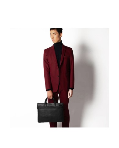 PIQUADRO CARTELLA UOMO BRIEFCASE SLIM BLACK SQUARE PORTA PC 15" PELLE NERO CA4021B3 CO