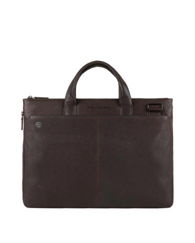 PIQUADRO CARTELLA UOMO BRIEFCASE SLIM BLACK SQUARE PORTA PC 15" PELLE TESTA DI MORO CA4021B3 CO