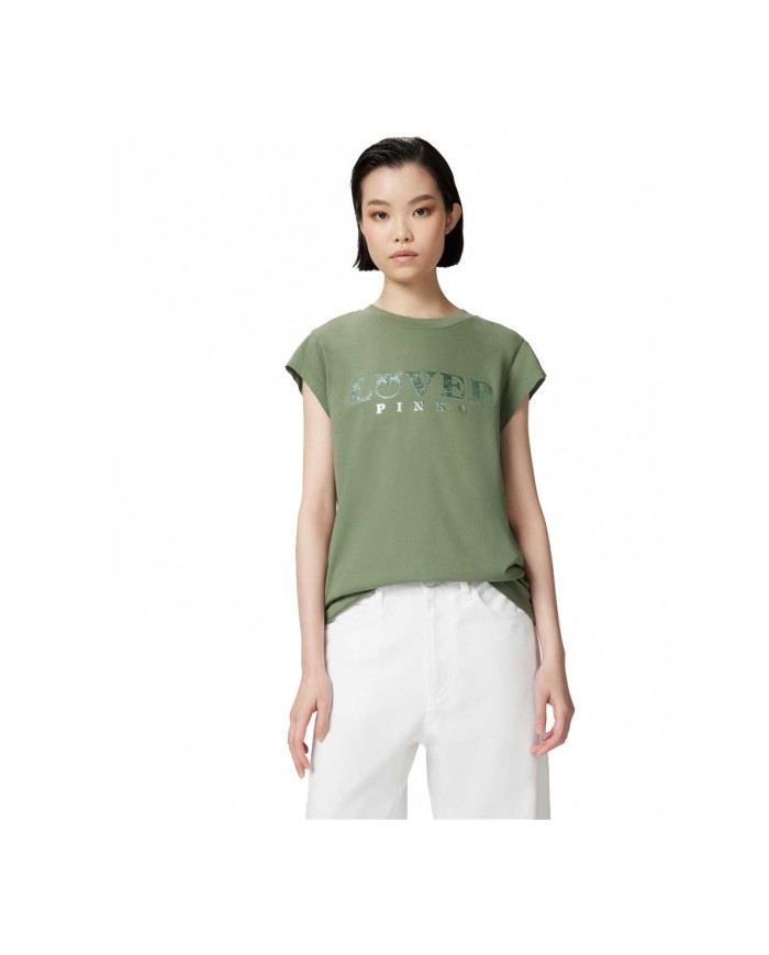 PINKO T-SHIRT SLIM LOVER VERDE QUADRIFOGLIO 104603 125
