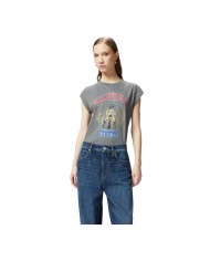 PINKO T-SHIRT STAMPA MOTOCICLISTA QUEEN OF THE ROAD  GRIGIO/GABBIANO SCURO 104603 125