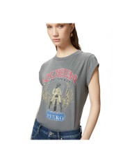 PINKO T-SHIRT STAMPA MOTOCICLISTA QUEEN OF THE ROAD  GRIGIO/GABBIANO SCURO 104603 125