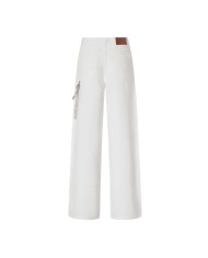 PINKO PANTALONI LARGHI LOOSE FIT CON CATENA GIOIELLO BIANO BRILLANTE 104601 125