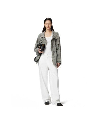 PINKO PANTALONI LARGHI LOOSE FIT CON CATENA GIOIELLO BIANO BRILLANTE 104601 125