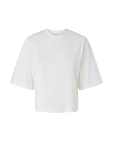 PINKO T-SHIRT  BOXY MANICHE CORTE AMPIA BIANCO/BIANCANEVE 104604 125
