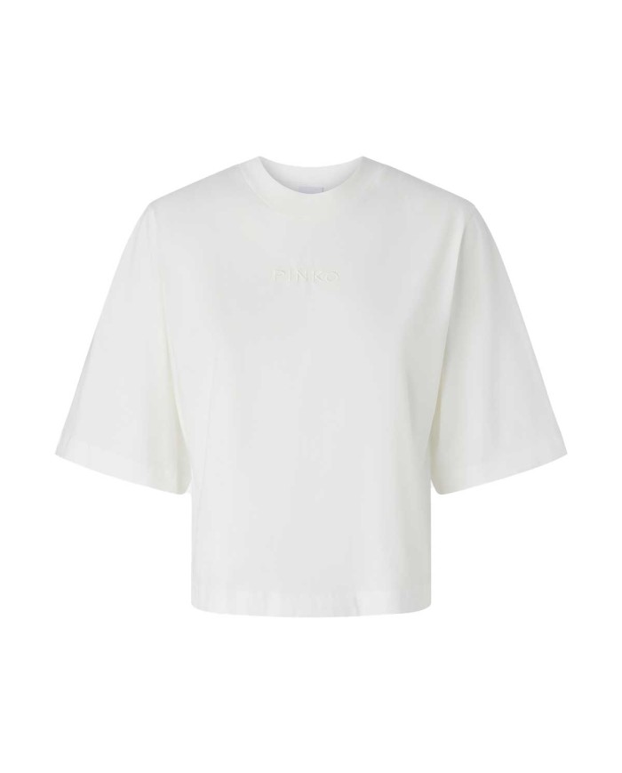 PINKO T-SHIRT  BOXY MANICHE CORTE AMPIA BIANCO/BIANCANEVE 104604 125