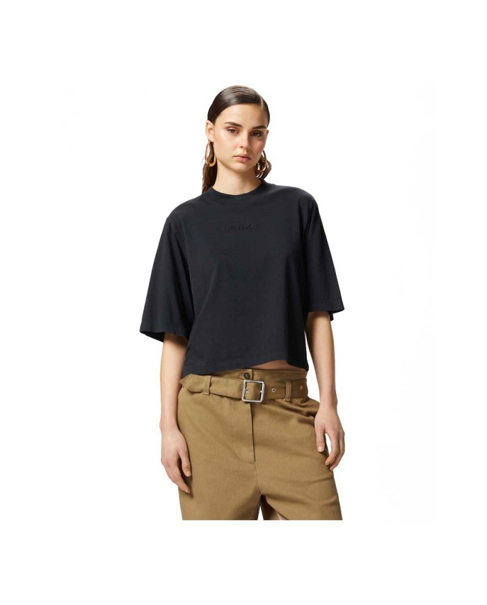 PINKO T-SHIRT  BOXY MANICHE CORTE AMPIA NERO LIMOUSINE 104604 125