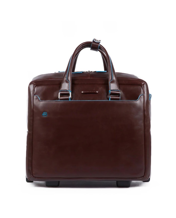 PIQUADRO CARTELLA TROLLEY PILOTA IN PELLE BLUE SQUARE PORTA PC 15,6" MOGANO BV4729B2 CO