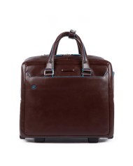 PIQUADRO CARTELLA TROLLEY PILOTA IN PELLE BLUE SQUARE PORTA PC 15,6" MOGANO BV4729B2 CO