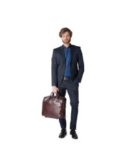 PIQUADRO CARTELLA TROLLEY PILOTA IN PELLE BLUE SQUARE PORTA PC 15,6" MOGANO BV4729B2 CO