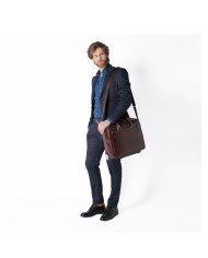 PIQUADRO CARTELLA TROLLEY PILOTA IN PELLE BLUE SQUARE PORTA PC 15,6" MOGANO BV4729B2 CO