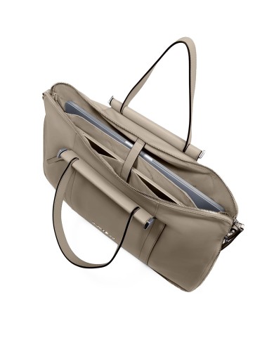 PIQUADRO BORSA DONNA DA LAVORO SLIM ESPANDIBILE PELLE E TESSUTO PORTA PC 15.6" BEIGE CA4021W92T CO