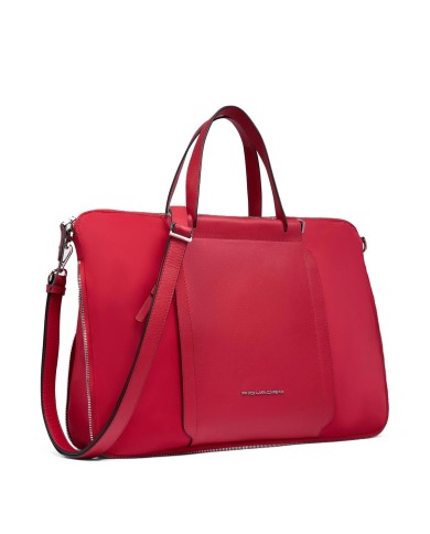 PIQUADRO BORSA DONNA DA LAVORO SLIM ESPANDIBILE PELLE E TESSUTO PORTA PC 15.6" ROSSOCA4021W92T CO