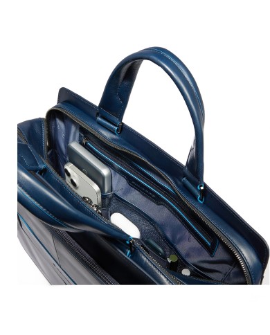 PIQUADRO CARTELLA UOMO BRIEFCASE BLUE SQUARE PORTA PC 15,6" PELLE MOGANO CA6590B2 CO