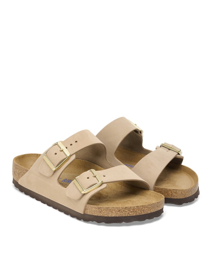 BIRKENSTOCK SANDALO DONNA ARIZONA SFB NUBUCK LEATHER SANDCASTLE 1019016 CO