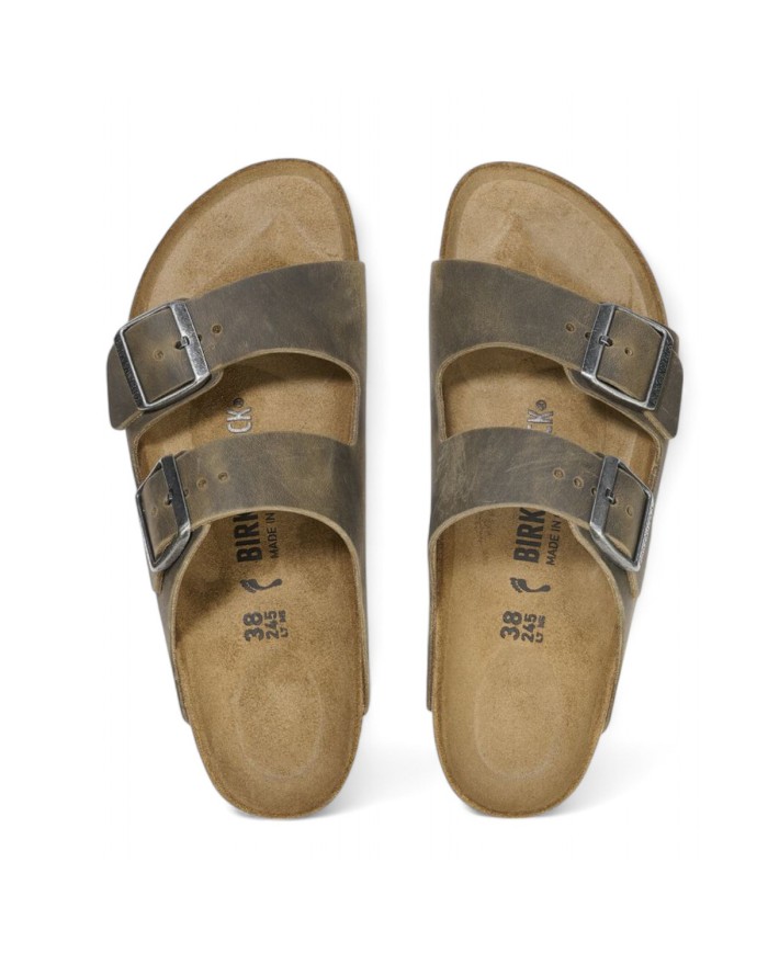 BIRKENSTOCK SANDALO UOMO ARIZONA FADED OILED LEATHER KHAKI 1027039 CO