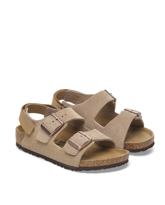 BIRKENSTOCK SANDALO BIMBI MILANO HL AS KIDS SUEDE LEATHER TAUPE 1029471