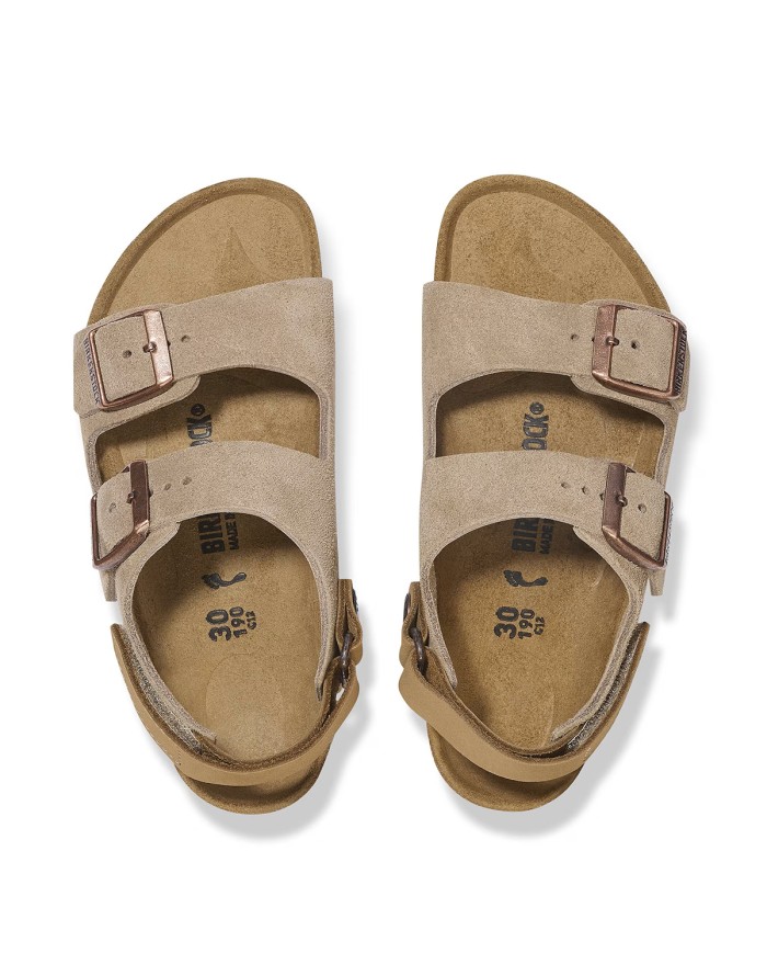 BIRKENSTOCK SANDALO BIMBI MILANO HL AS KIDS SUEDE LEATHER TAUPE 1029471