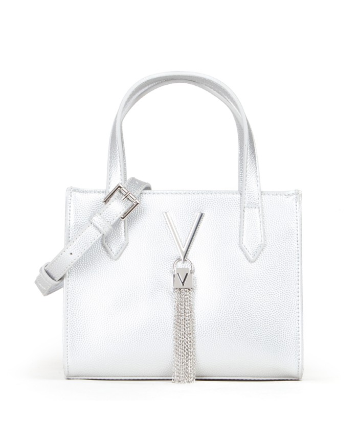 VALENTINO MARIO SHOPPING BAG CON TRACOLLA SGANCIABILE DIVINA ARGENTO 125