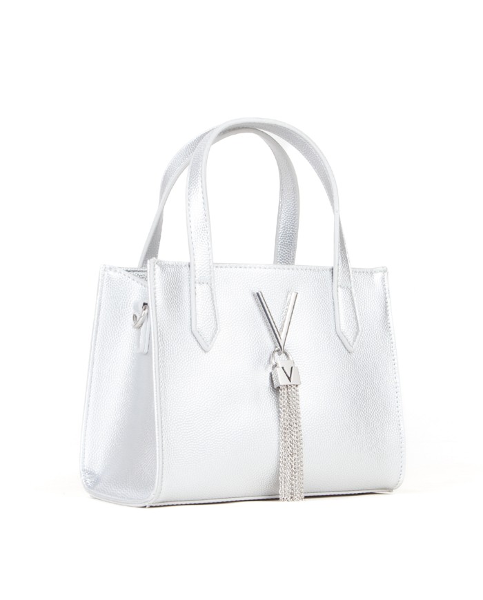 VALENTINO MARIO SHOPPING BAG CON TRACOLLA SGANCIABILE DIVINA ARGENTO 125