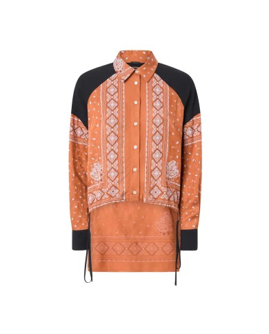 PINKO CAMICIA TWILL ASIMMETRICA STAMPA BANDANA BRUCIATO/BIANCO  104664 125