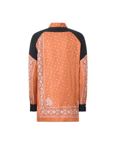 PINKO CAMICIA TWILL ASIMMETRICA STAMPA BANDANA BRUCIATO/BIANCO  104664 125