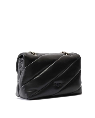 PINKO BORSA CROSSBODY MEDIA LOVE BAG PUFF IN NAPPA TRAPUNTATA NERO/OLD SILVER 100038 225