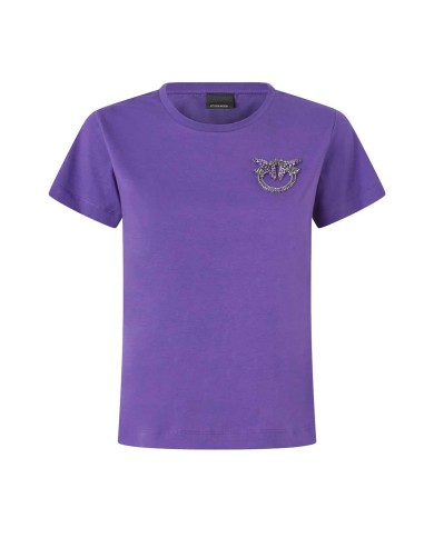 PINKO T-SHIRT CON RICAMO LOVO LOVE BIRDS N CRISTALLI  VIOLA 103320 225